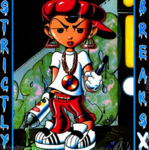A cartoon of a boy with a red hat and white shirt.